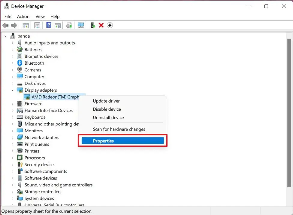 پیدا کردن مشخصات کارت گرافیک در ویندوز 11 از Device Manager